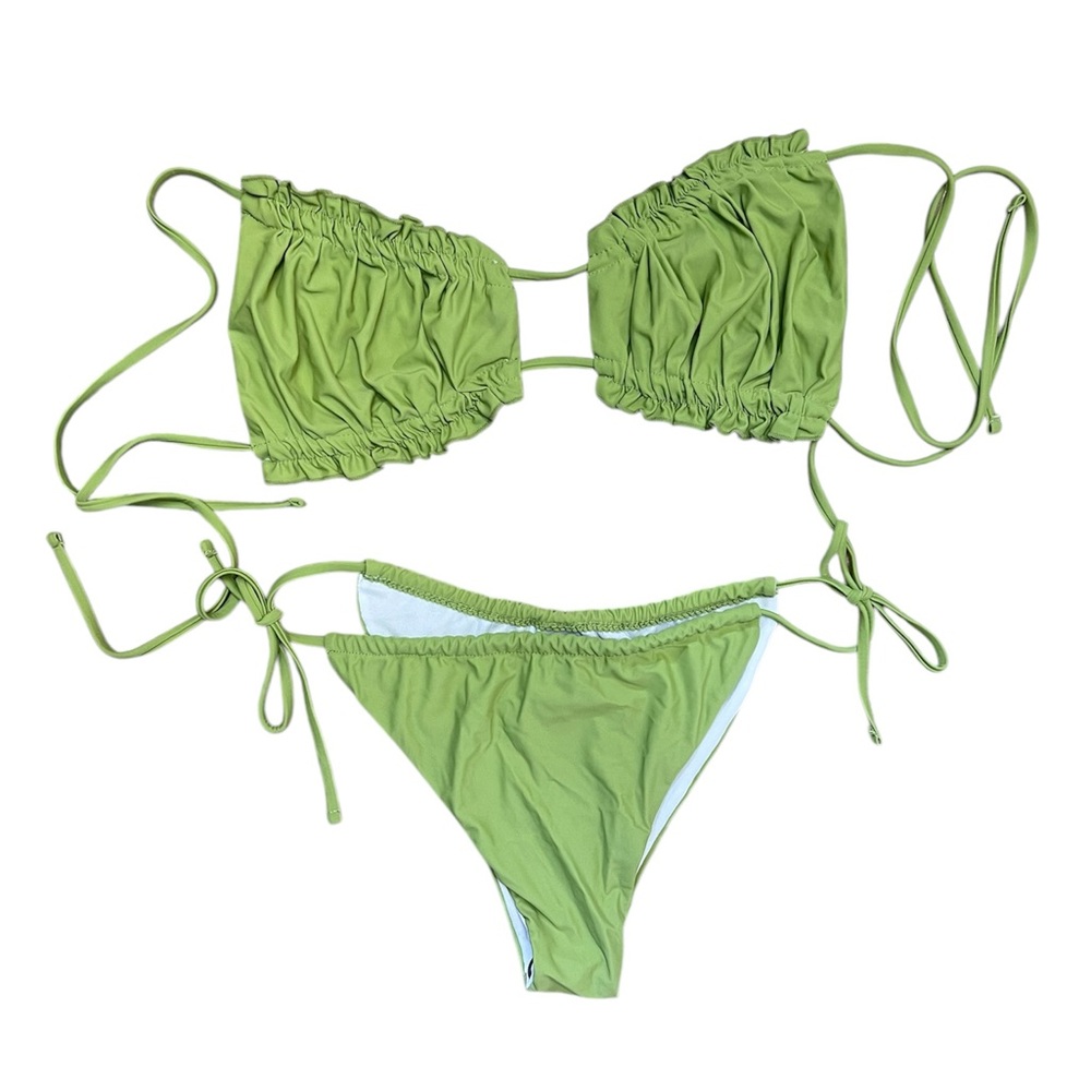 Green Ruched Bikini Set